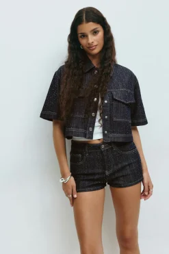 Rhinestone denim shorts