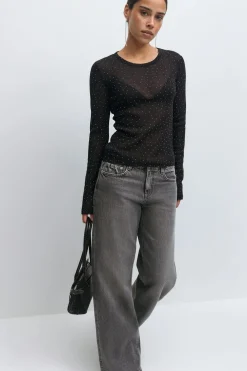 Rhinestone sheer top