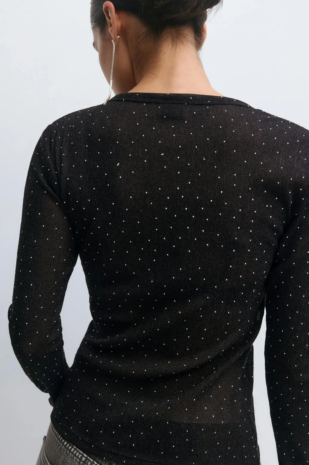 Rhinestone sheer top