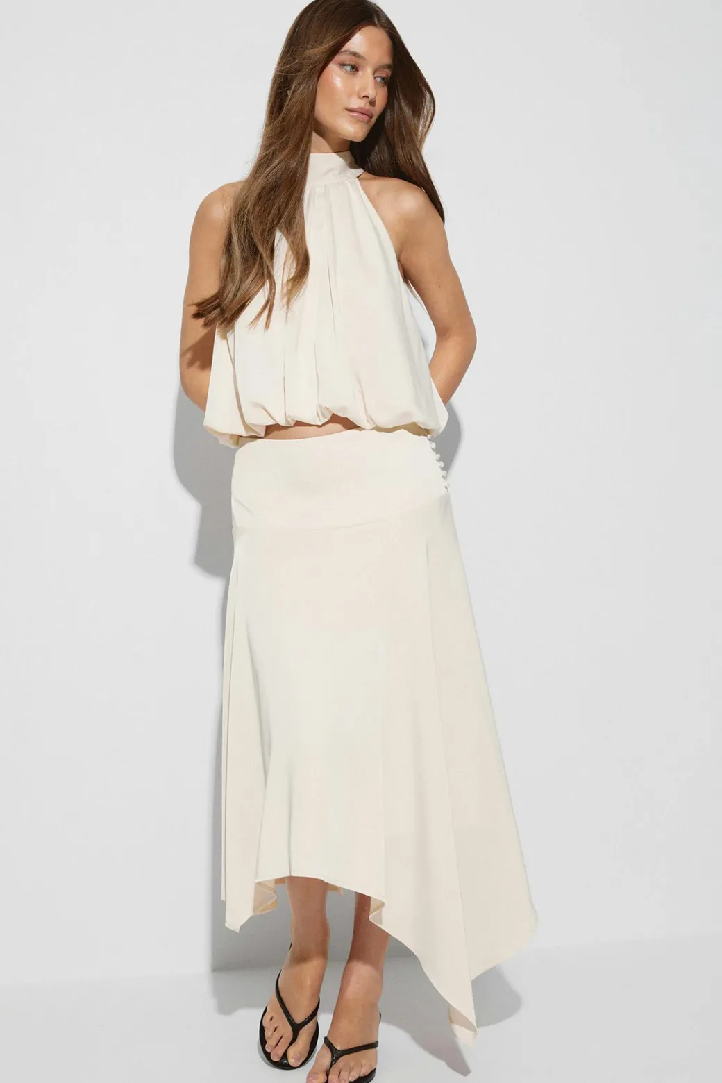 Satin asymmetric skirt