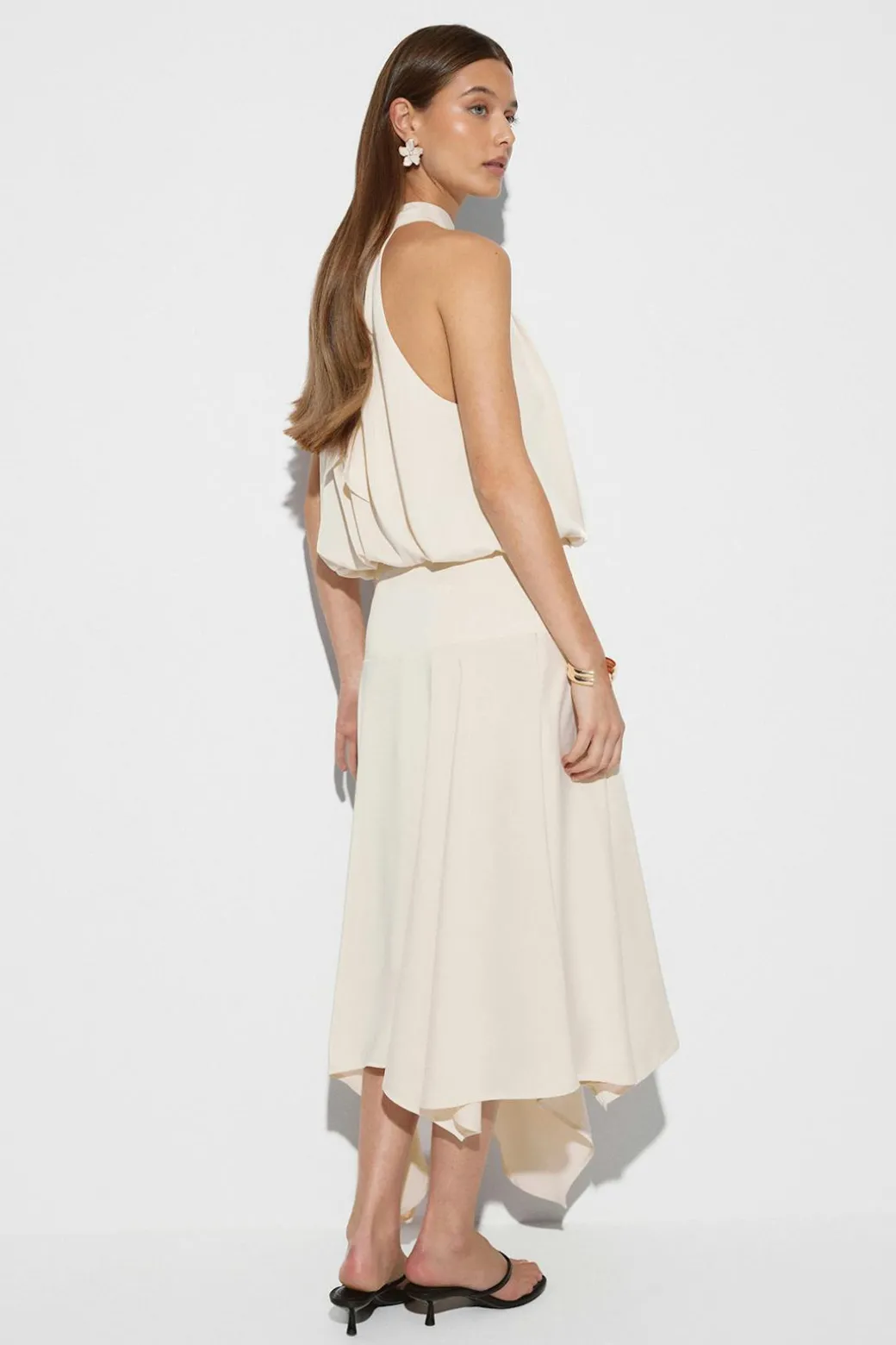 Satin asymmetric skirt