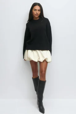 Satin balloon mini skirt