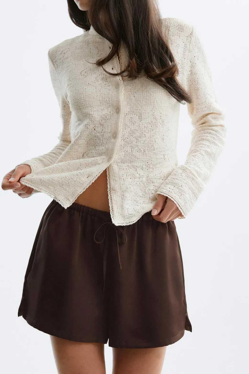 Satin drawstring shorts