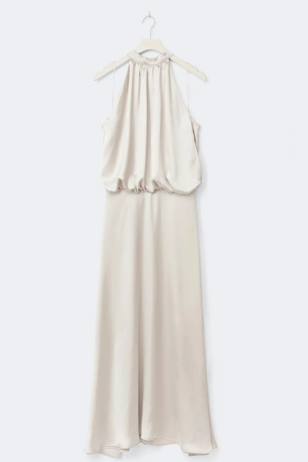 Satin halterneck maxi dress