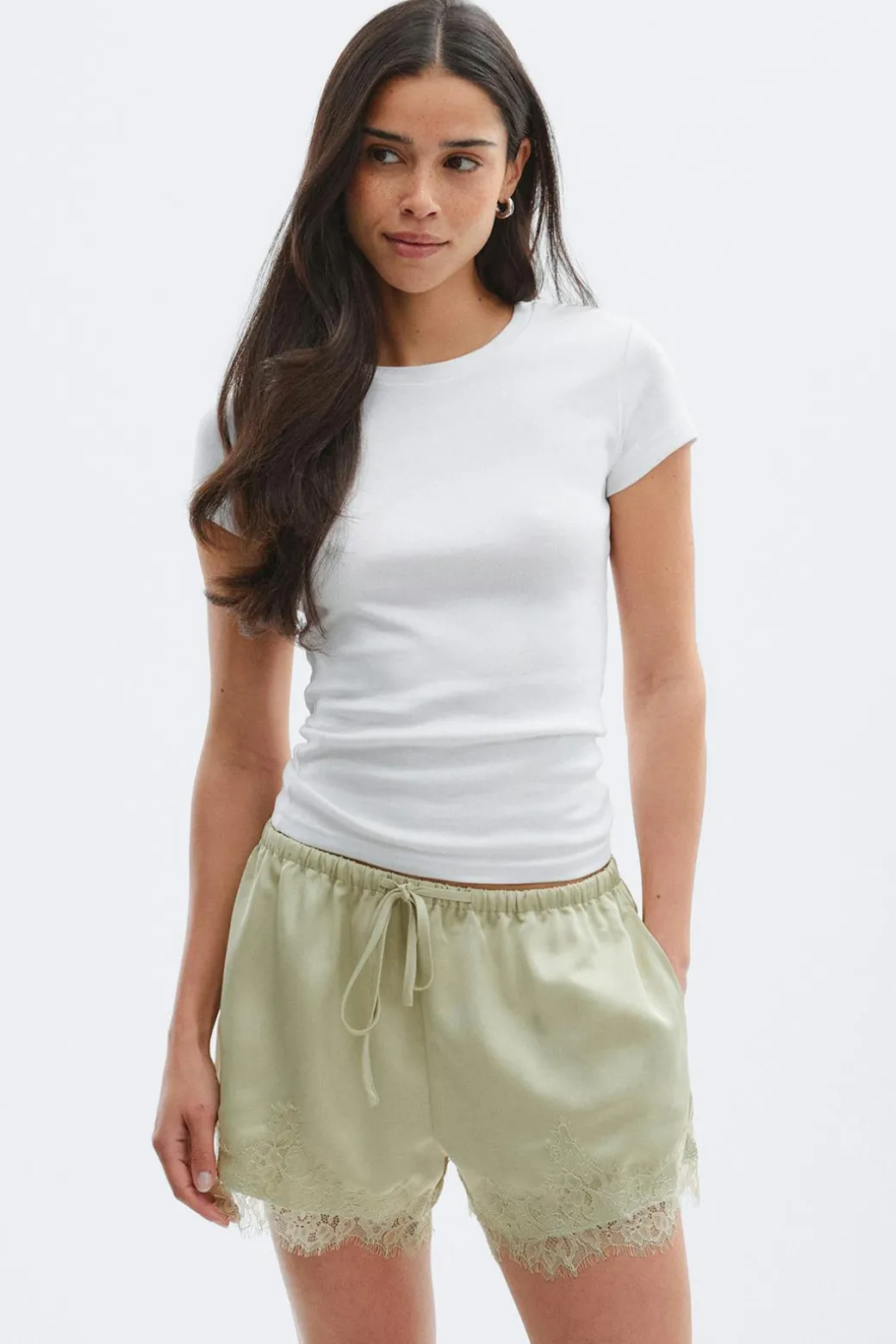 Satin lace shorts