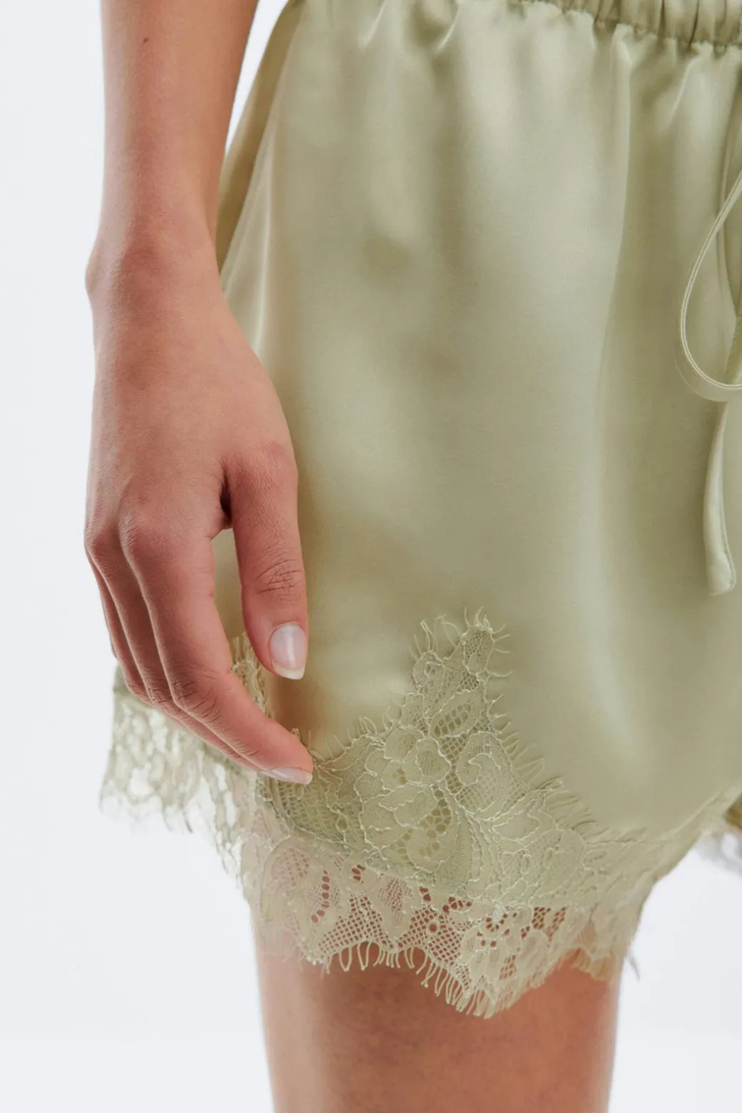 Satin lace shorts