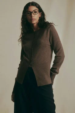 Shaped knitted wool cardigan