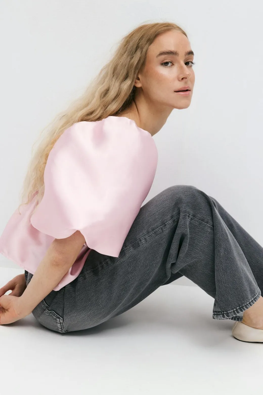 Shiny peplum blouse