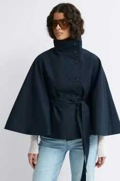 Short cape trench jacket