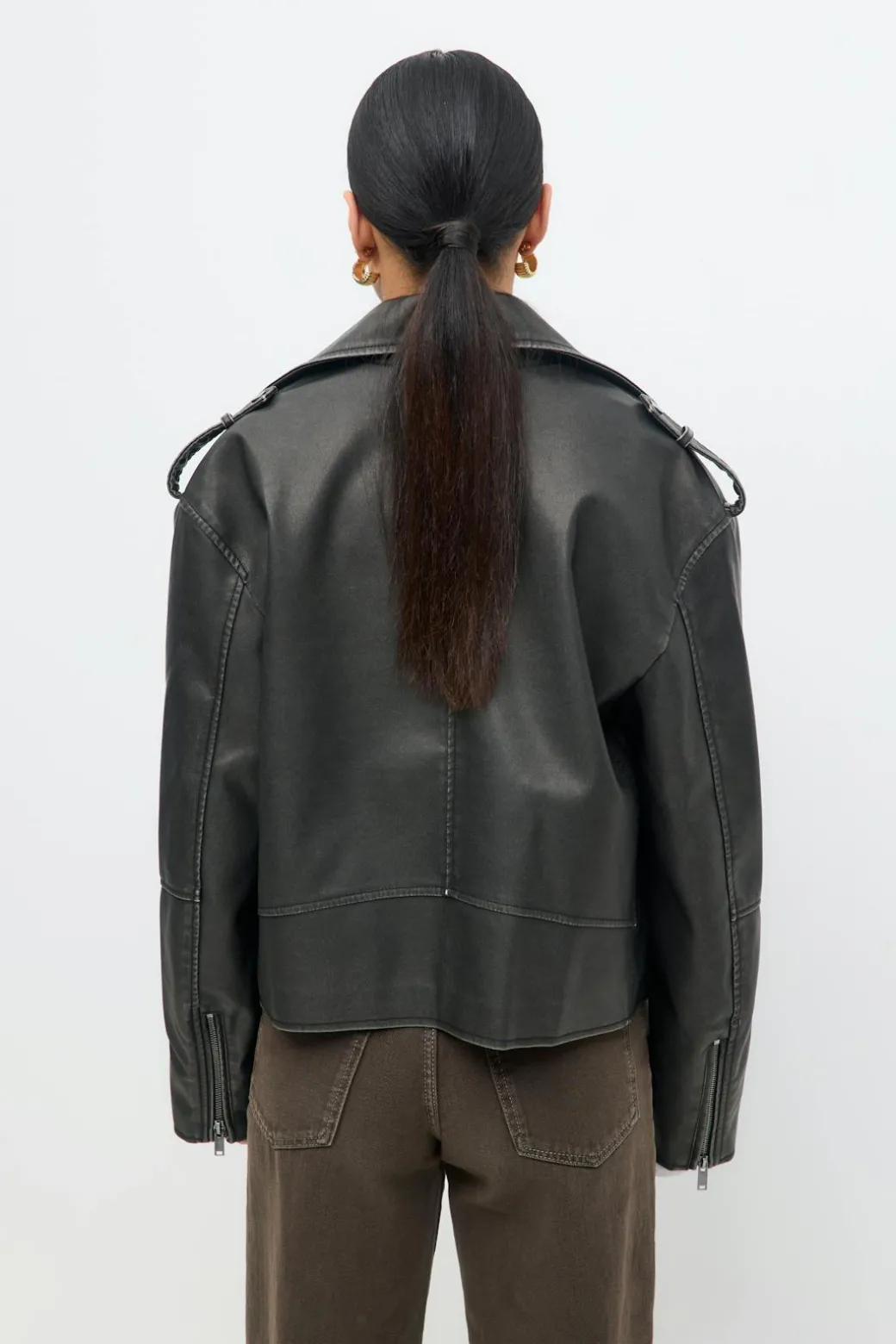 Short pu biker jacket