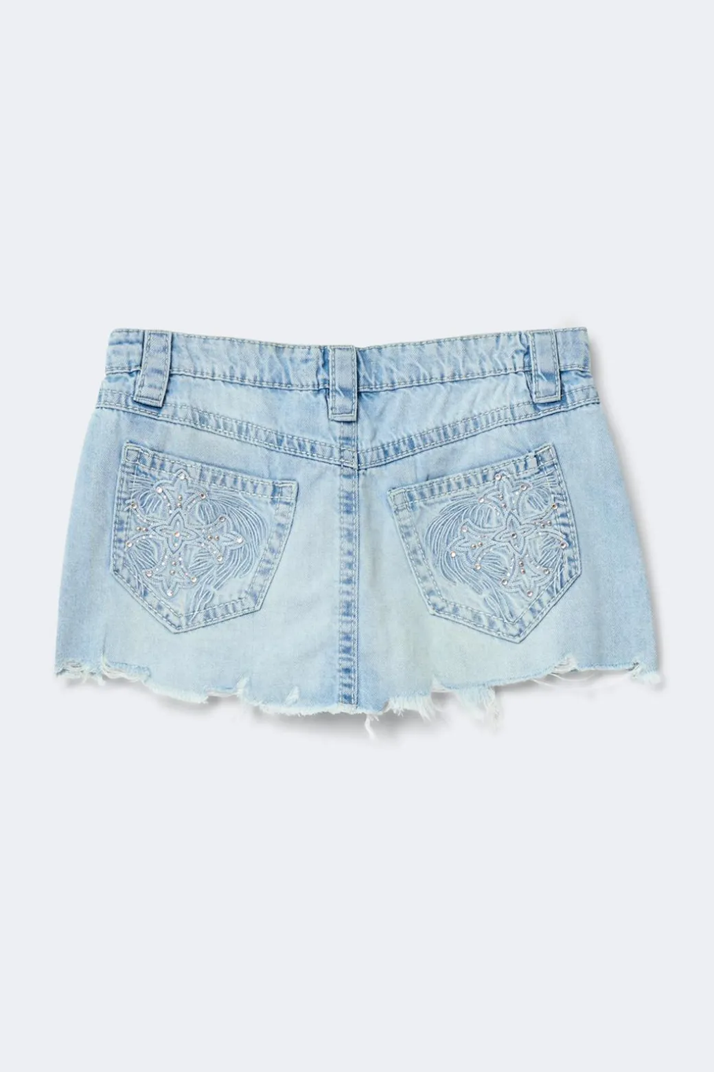 14+ slay low denim skirt