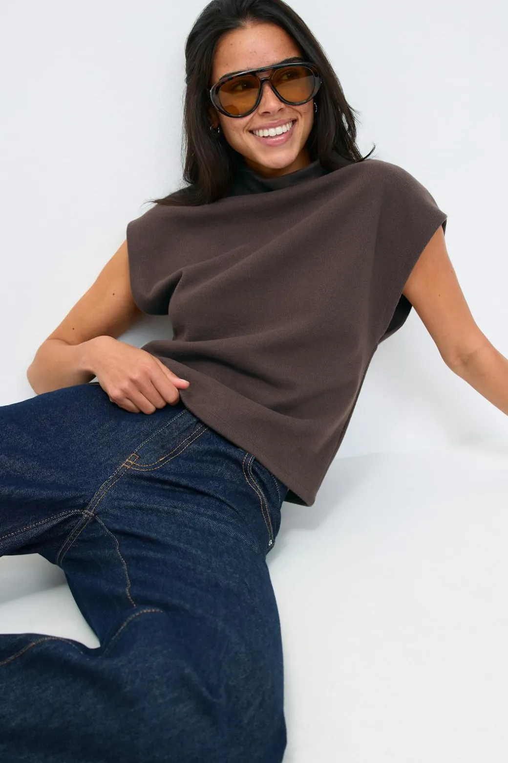 Soft funnel neck top