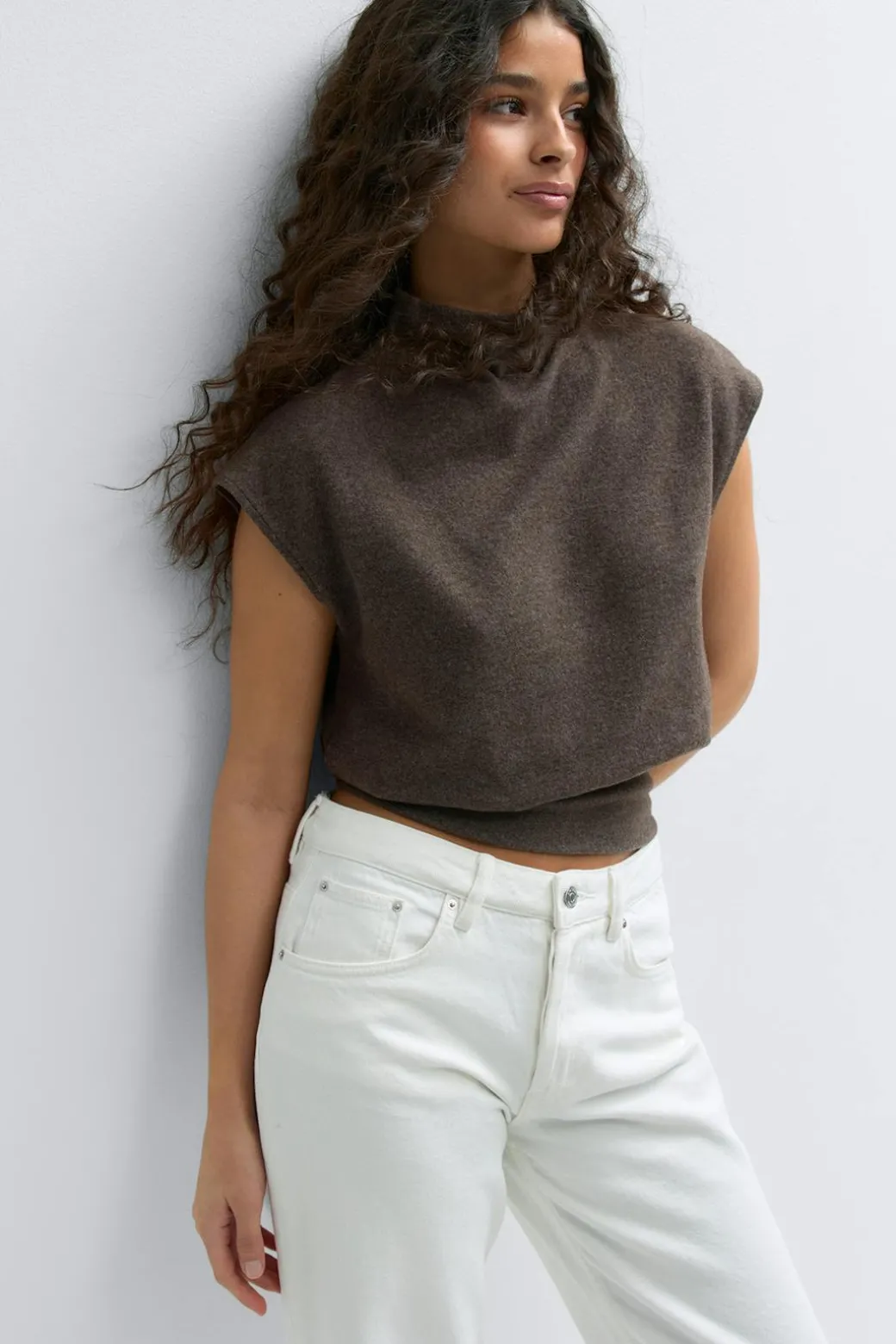 Soft funnel neck top