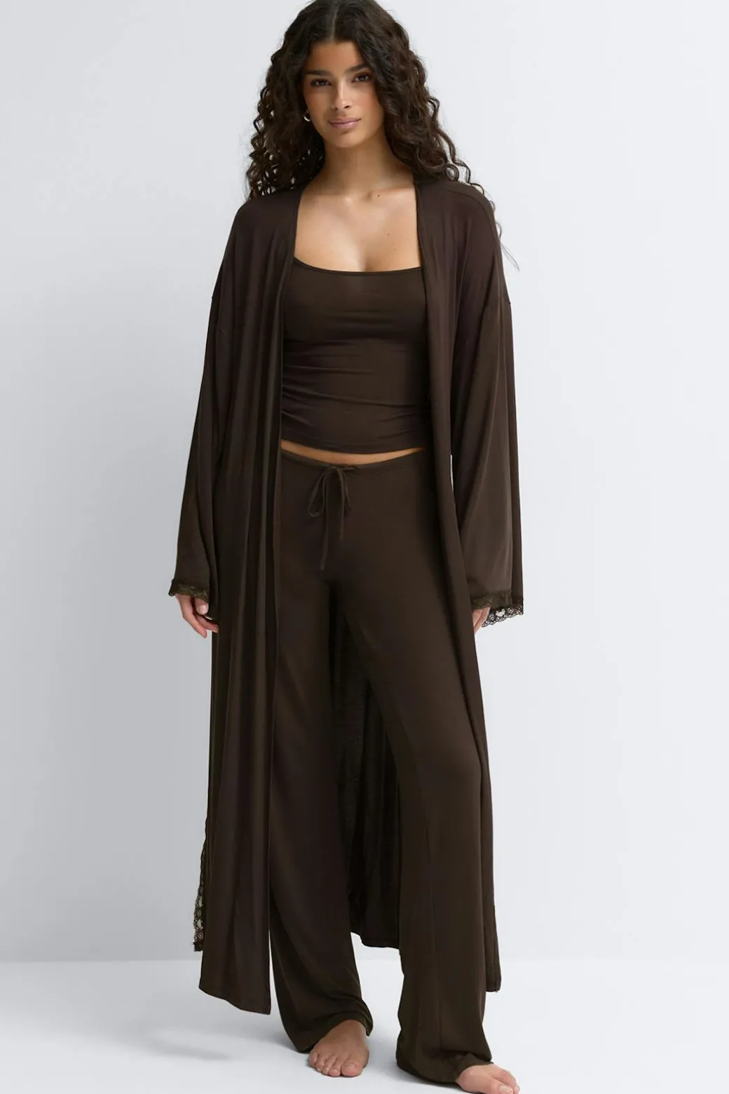 Soft lace loungewear robe