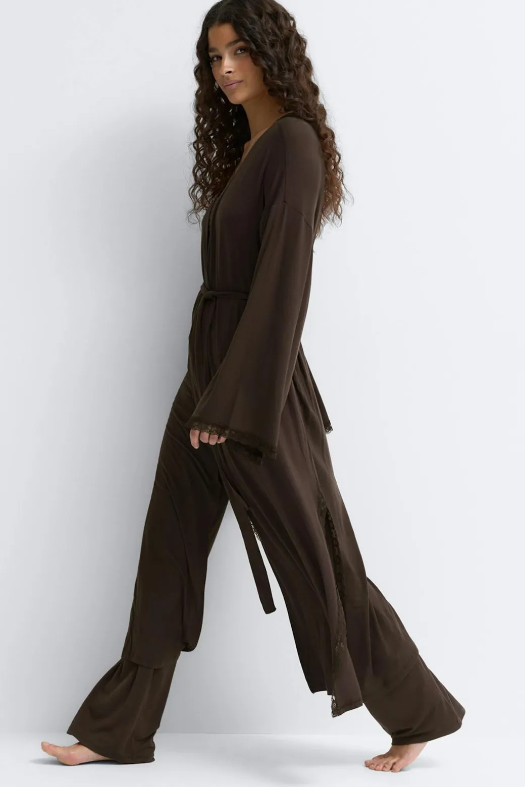 Soft lace loungewear robe