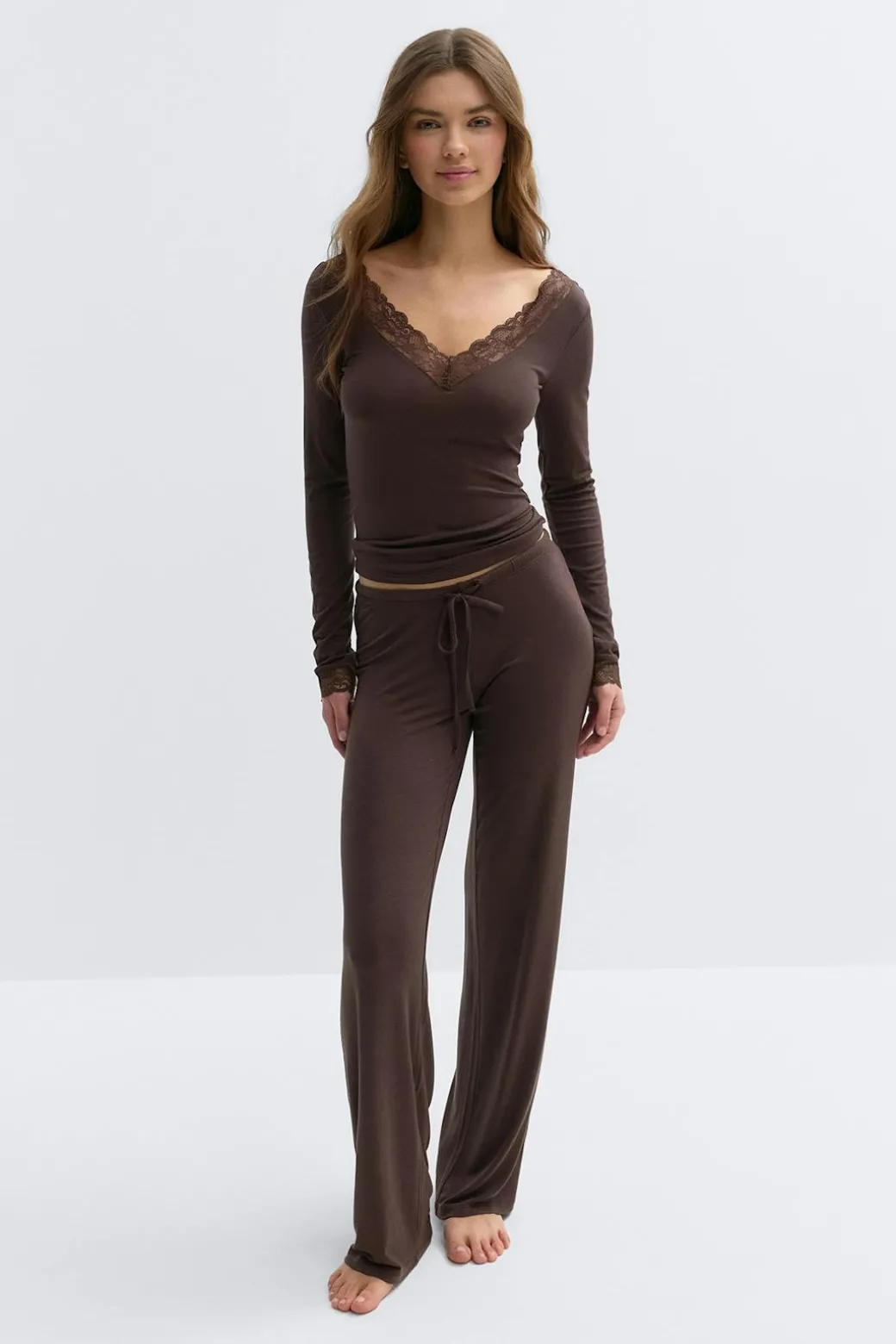 Soft lace loungewear top