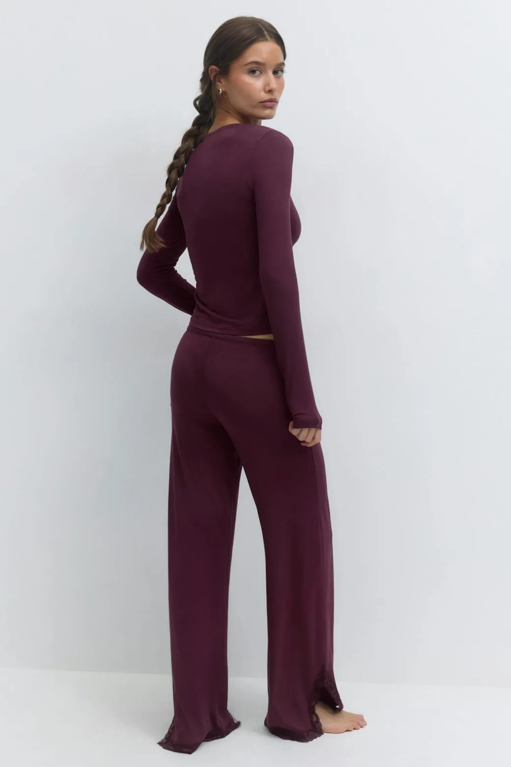 Soft lace loungewear trousers
