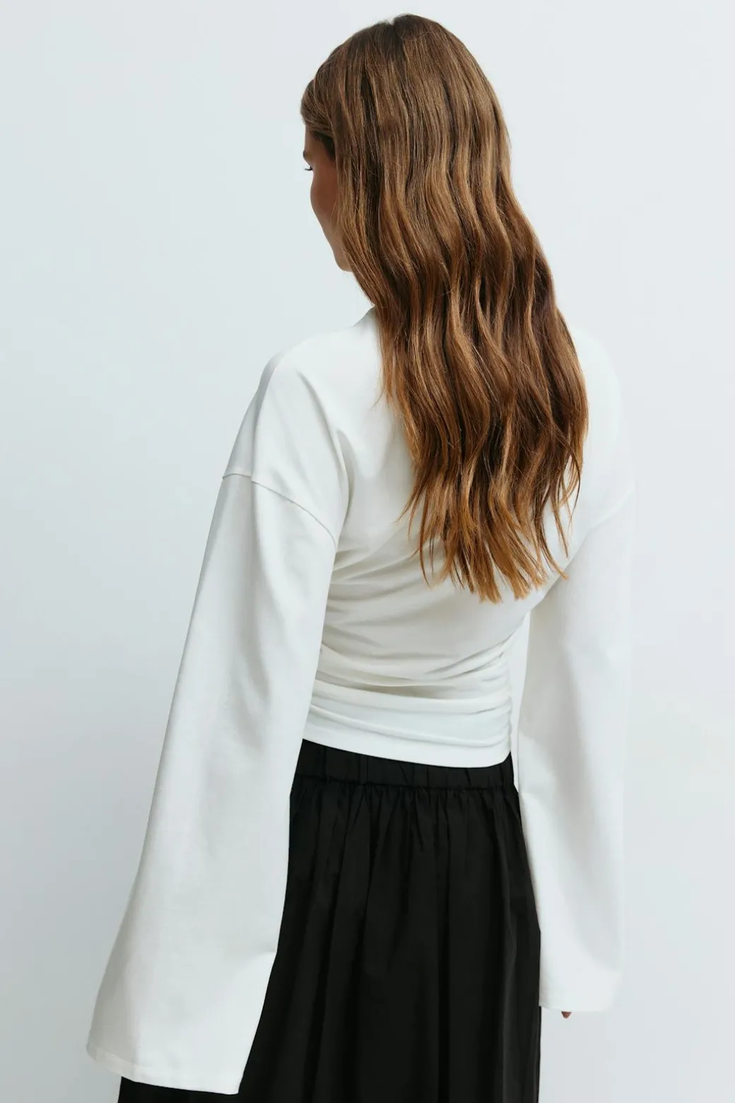 Soft touch wide sleeve top