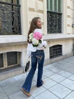 Sparkle low flare jeans