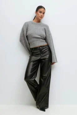 Straight pu trousers