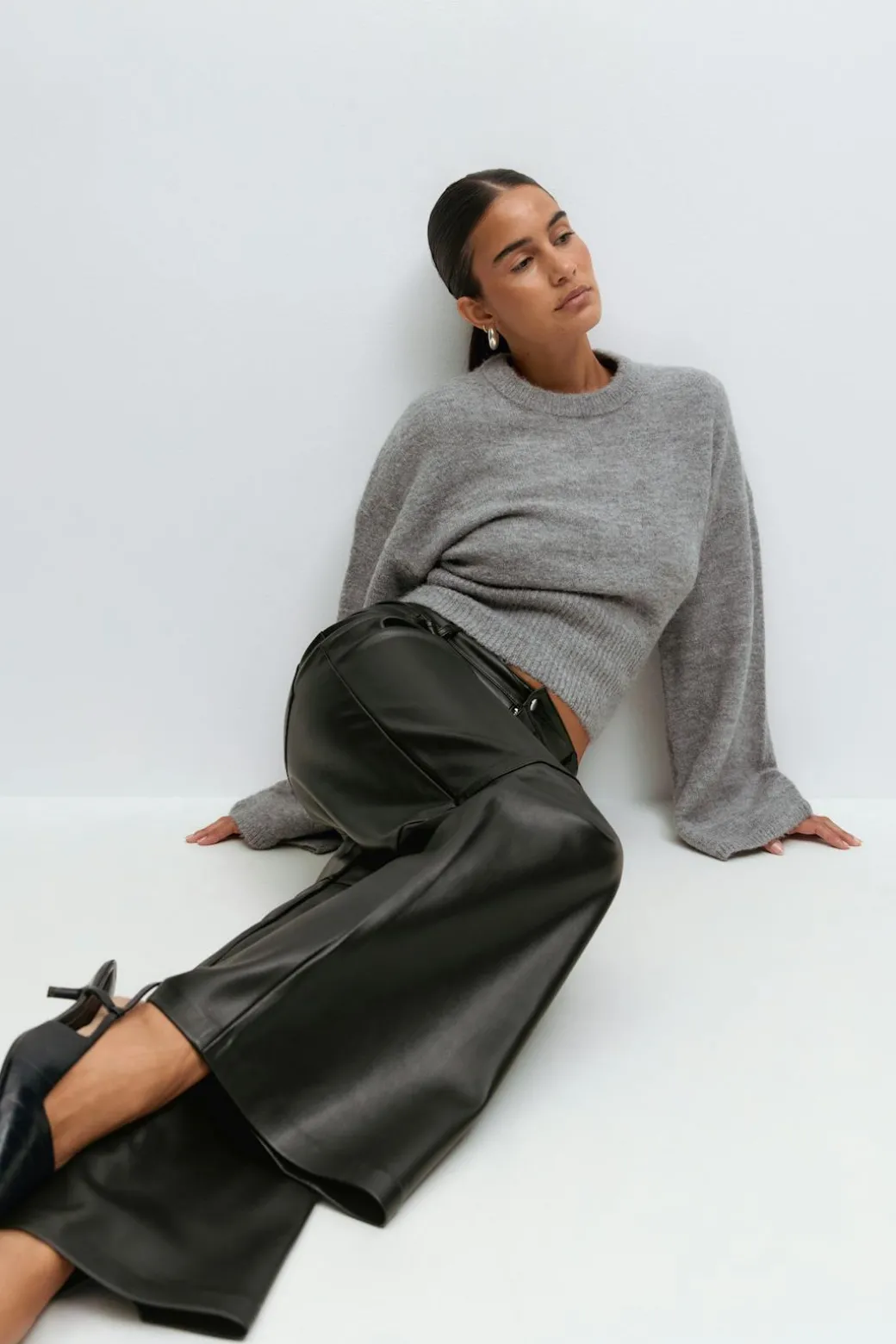 Straight pu trousers
