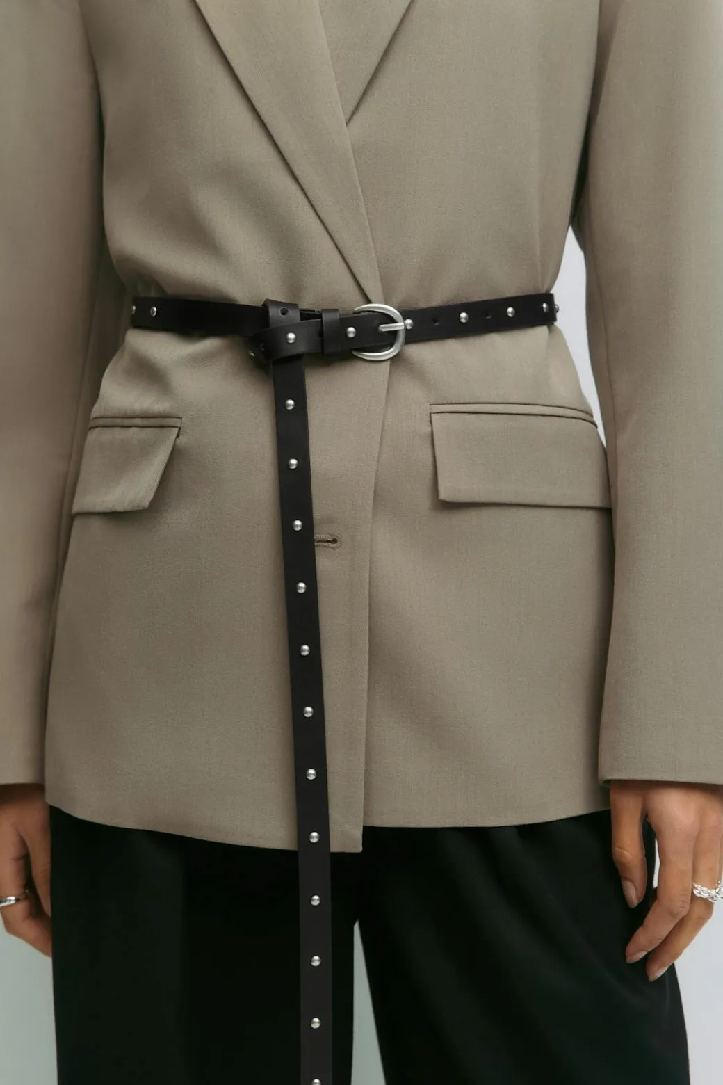 Studded long belt