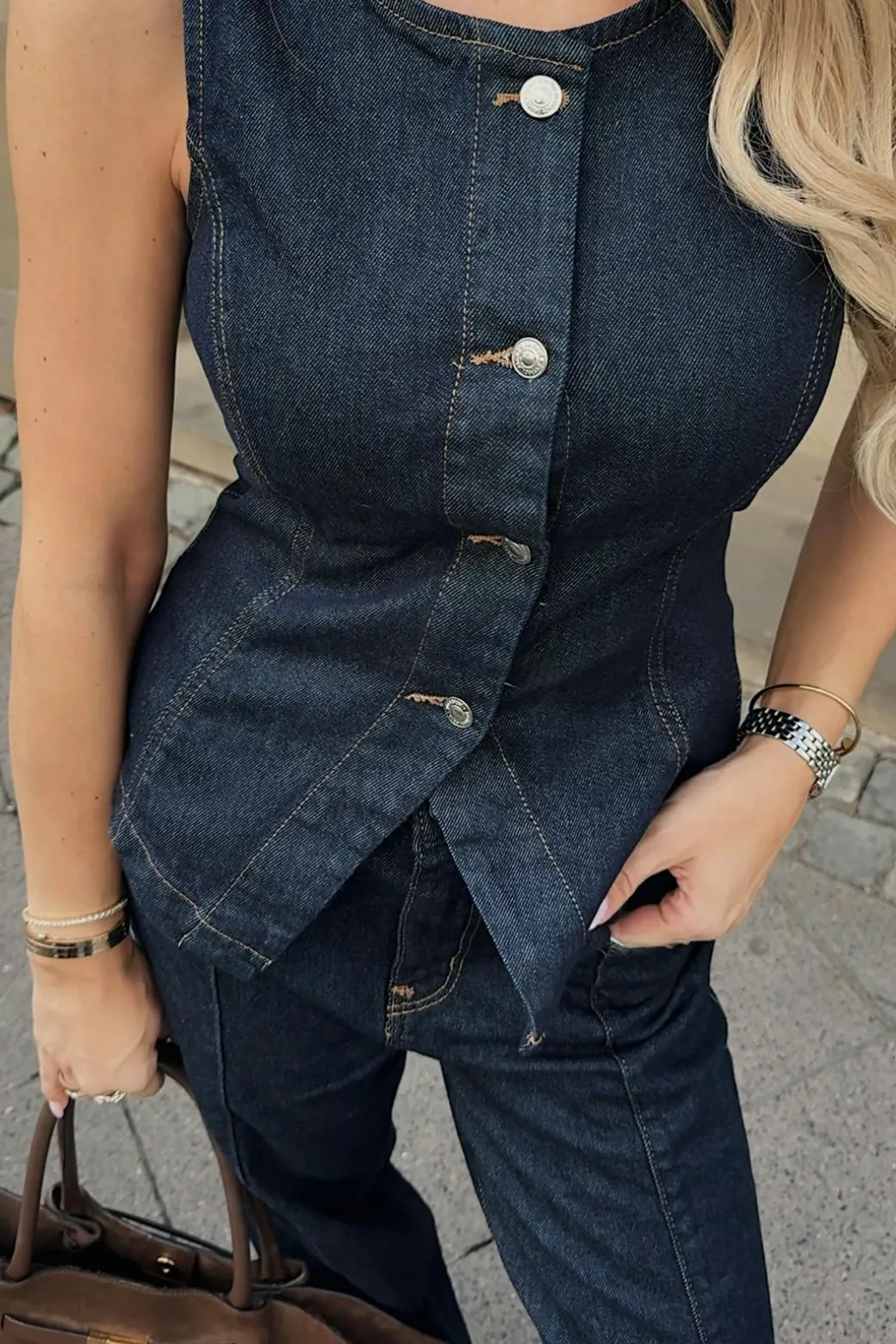 Tailored denim vest