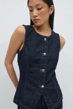 Tailored denim vest