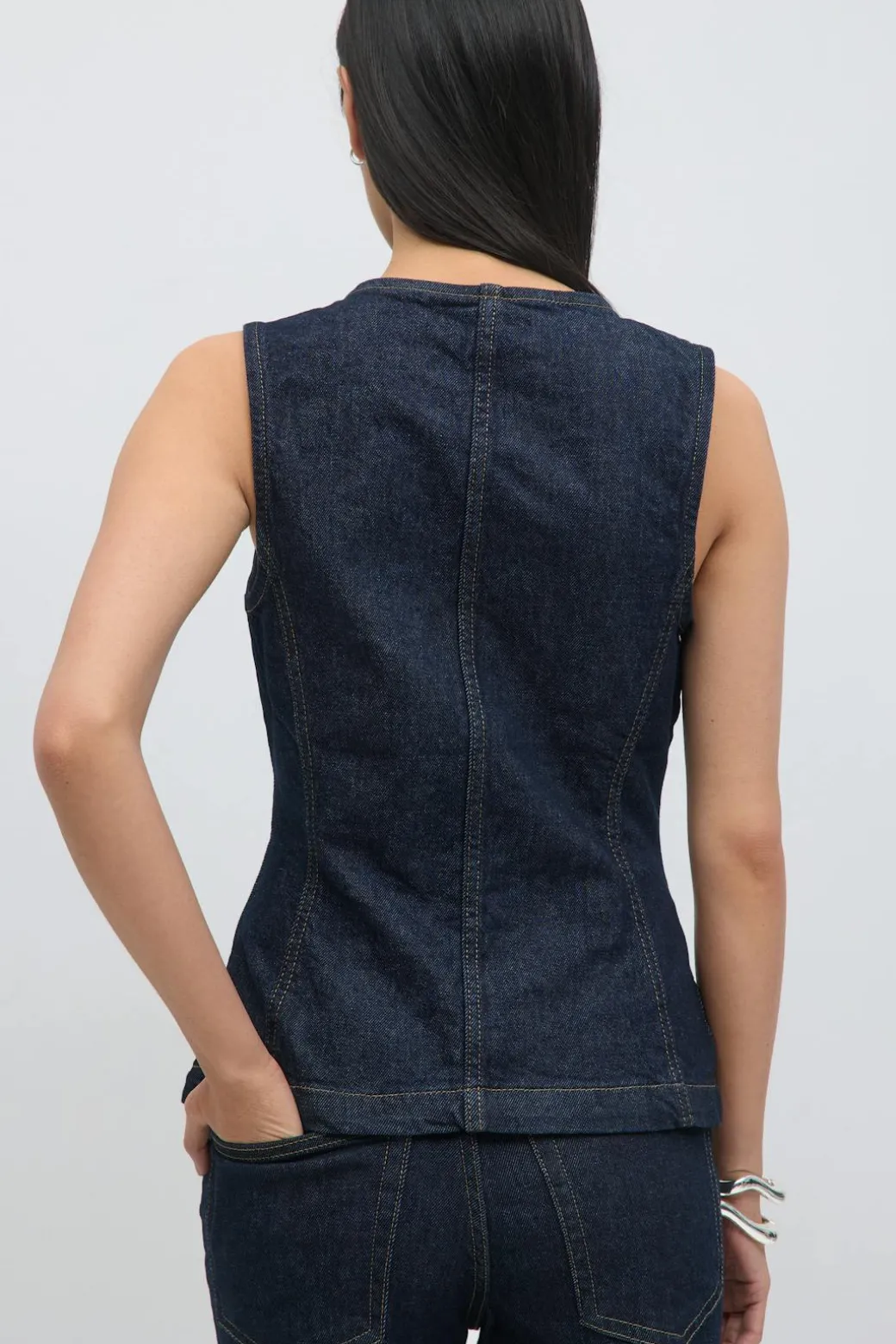 Tailored denim vest