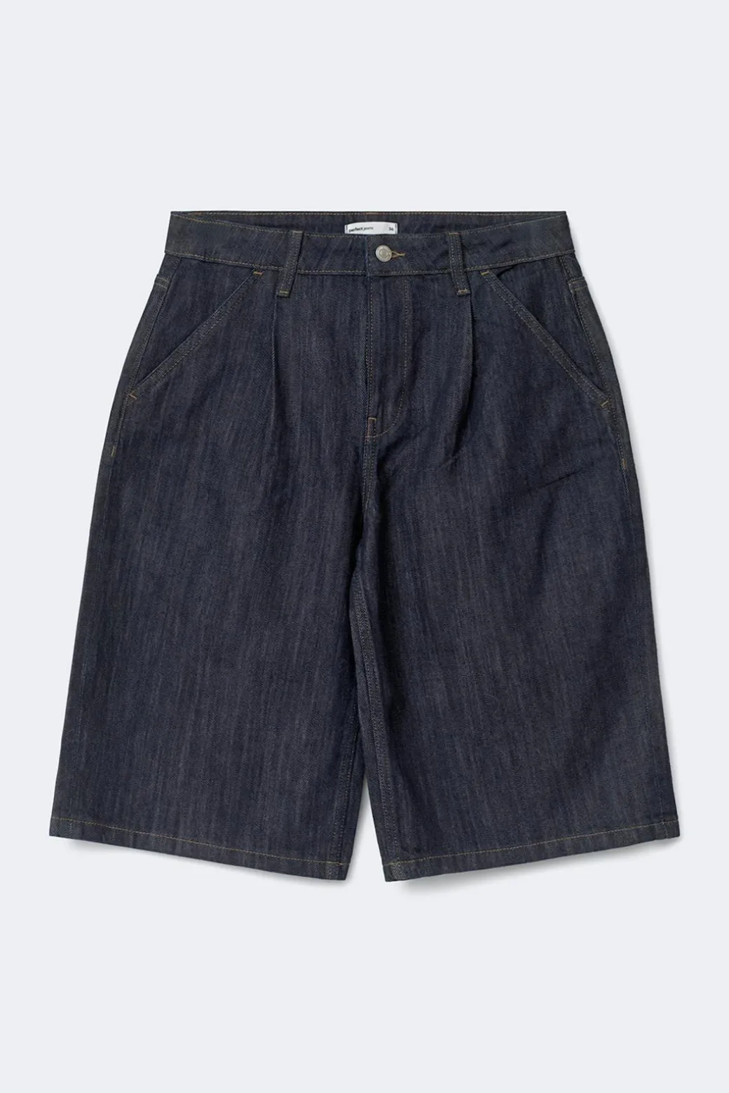 Tailored long denim shorts