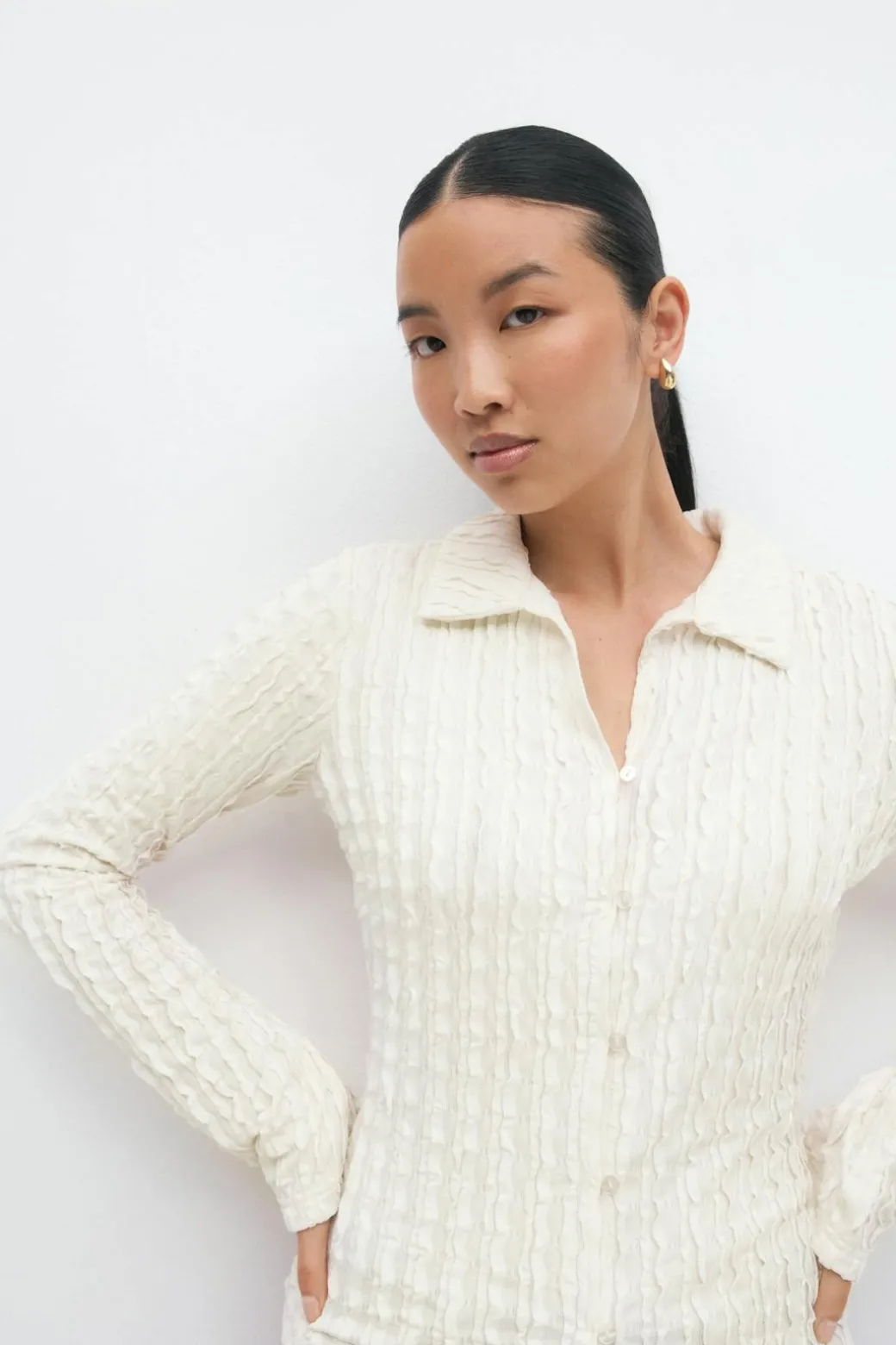 Textured shirt top