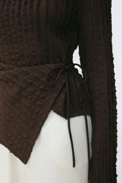 Textured tie detail top