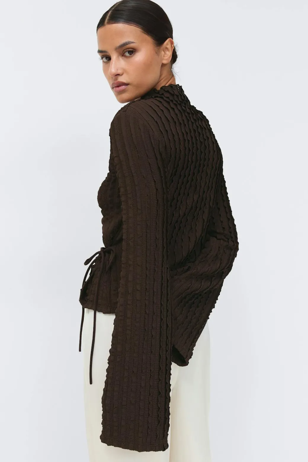 Textured tie detail top