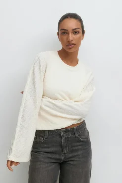 Textured wide sleeve top