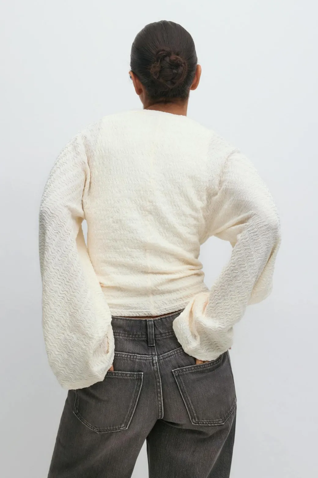 Textured wide sleeve top