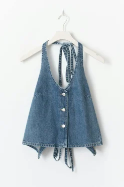Tie back denim vest