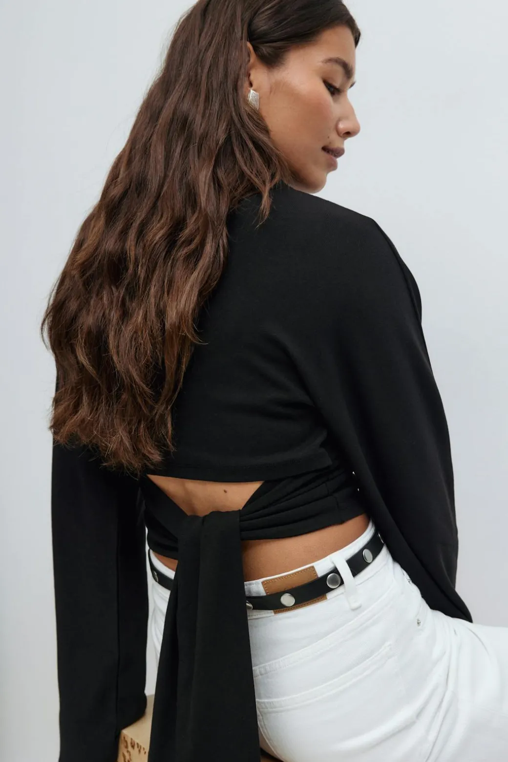 Tie back wide sleeve top
