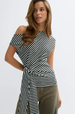 Tie detail stripe top
