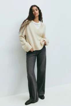 V-neck knitted sweater