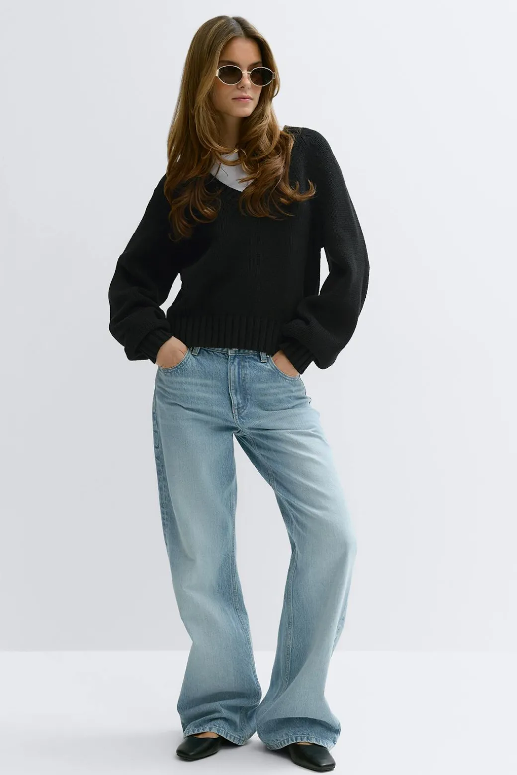 V-neck knitted sweater