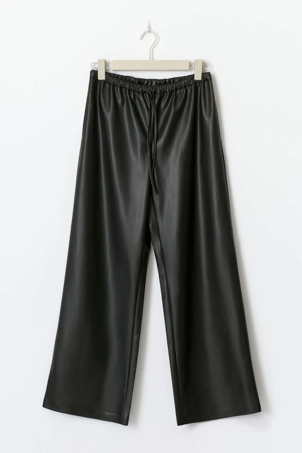 Wide drawstring pu trousers