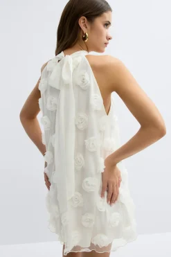 Wide halterneck mini dress