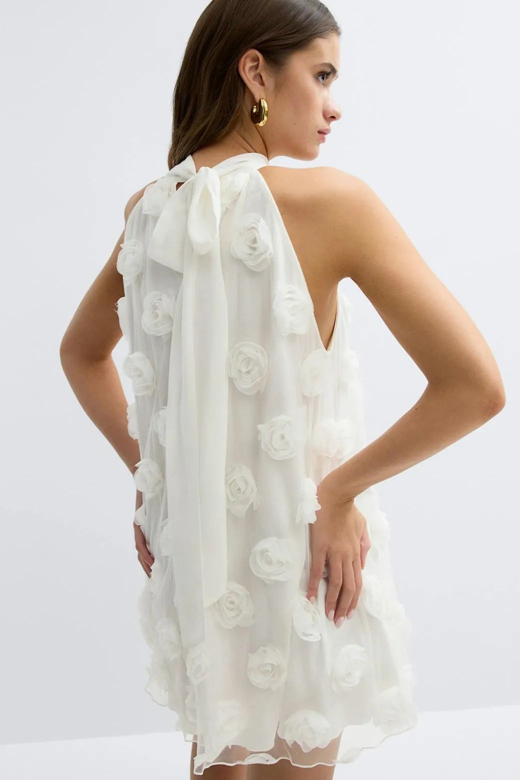 Wide halterneck mini dress