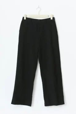 Wide linen blend trousers