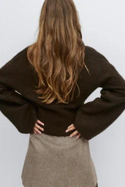 Wide sleeve knitted sweater