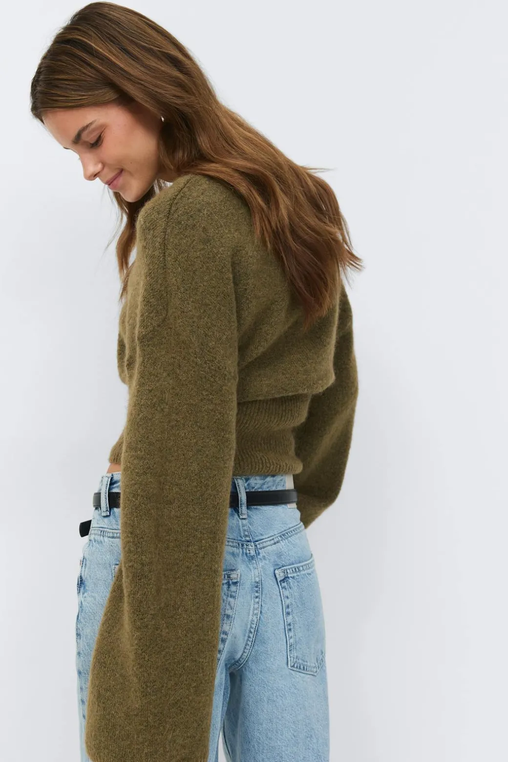 Wide sleeve knitted sweater