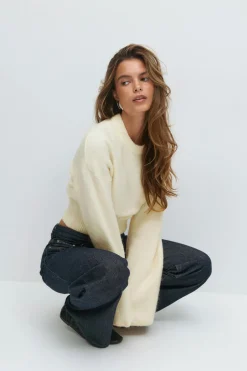 Wide sleeve knitted sweater