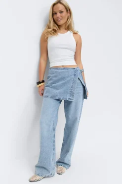 Wrap denim hip skirt