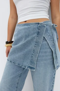 Wrap denim hip skirt