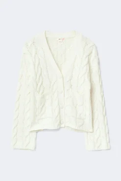 Y cable knitted cardigan